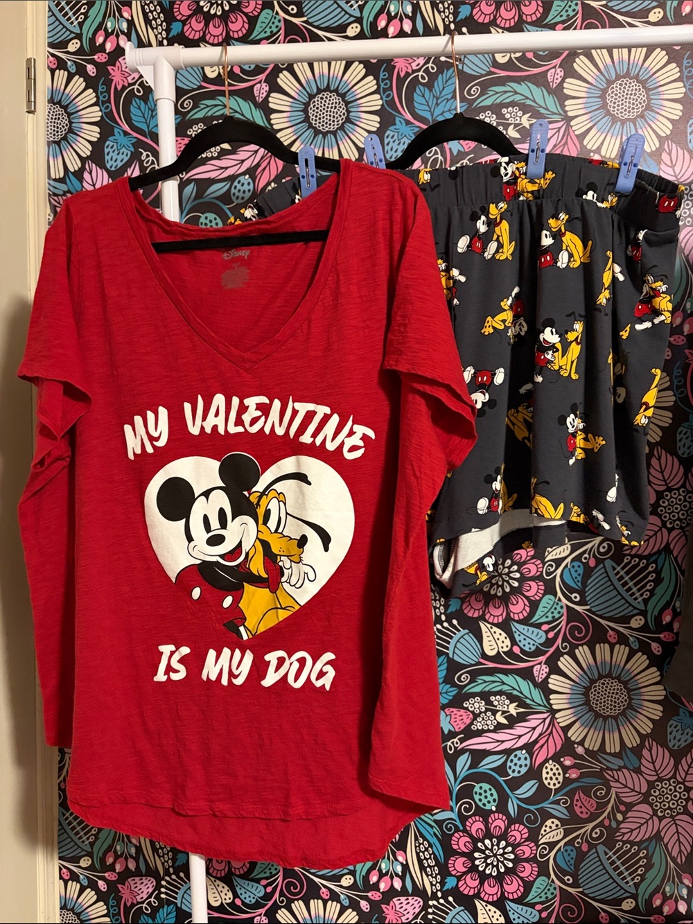 Disney Red Mickey & Pluto Valentine Pajama Set